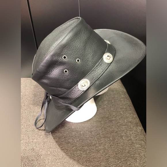 American Bison 100% cow leather Western, cowgirl,silvertone conchos, chin strap